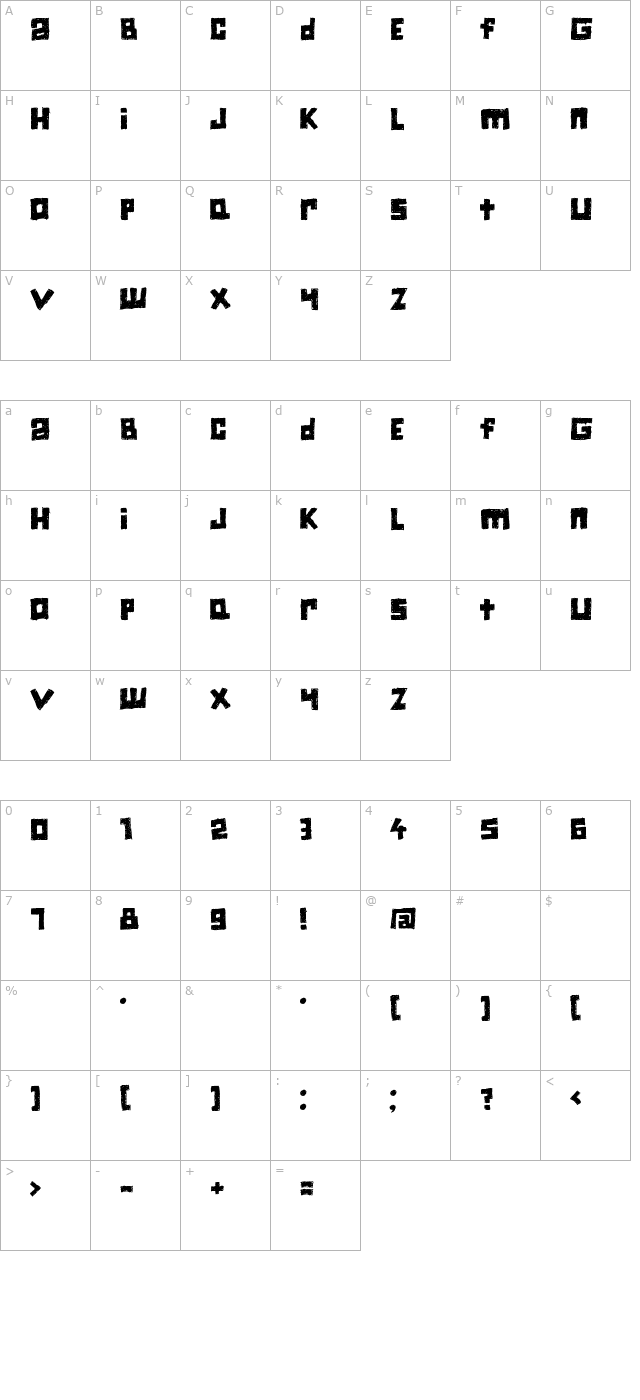 Jiczyn character map