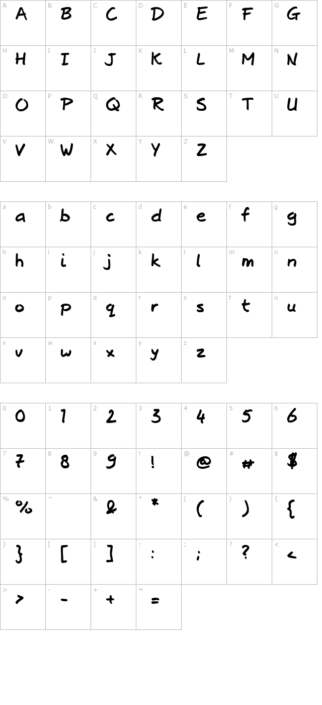 josschrift-bold character map