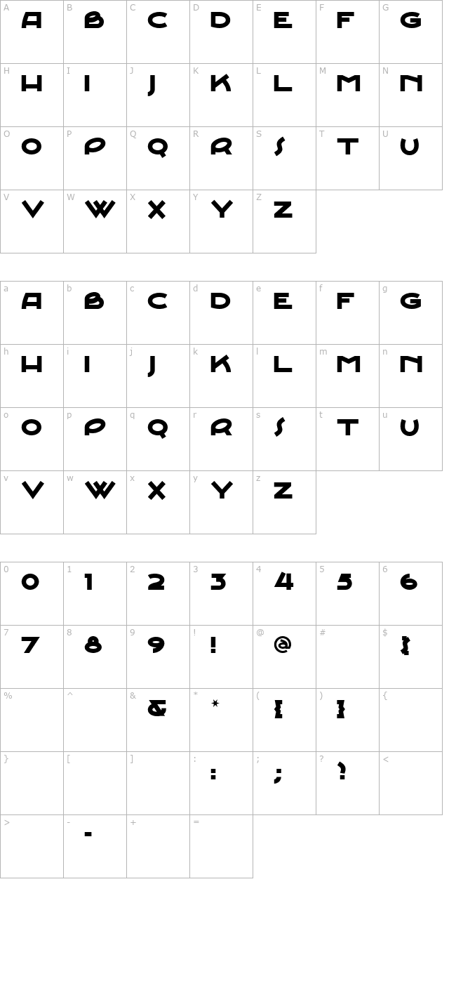 Junebug Stomp NF character map