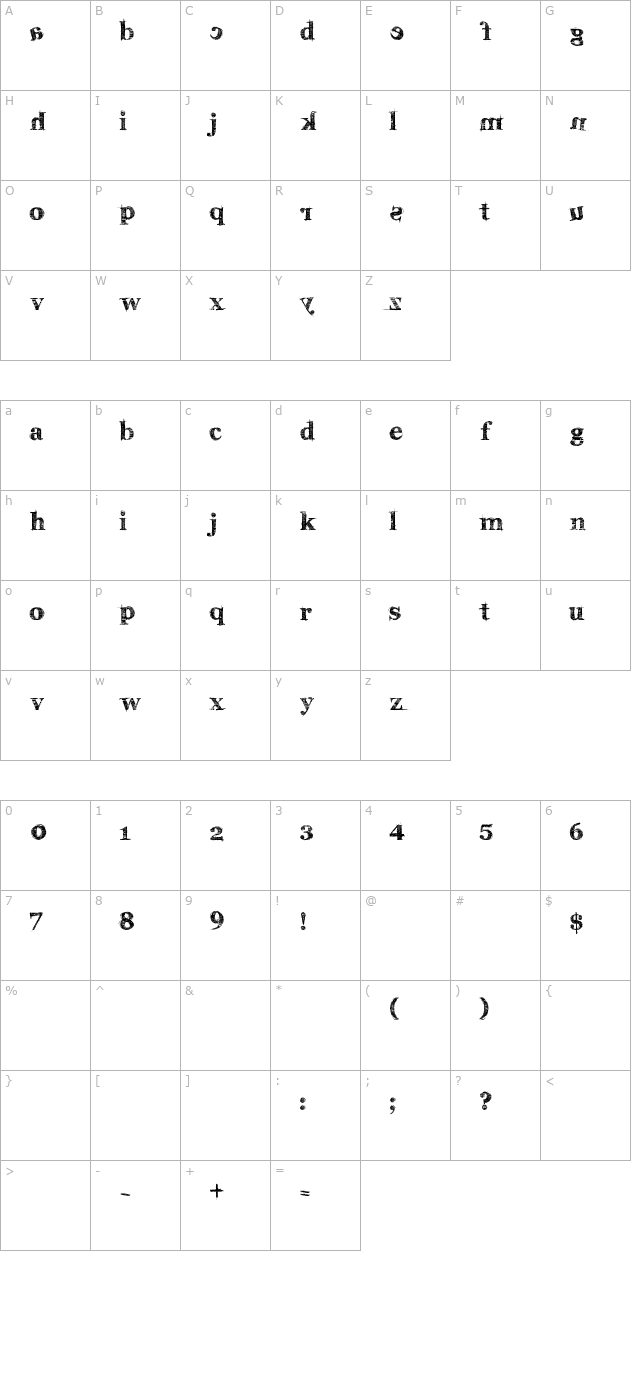 karabine character map