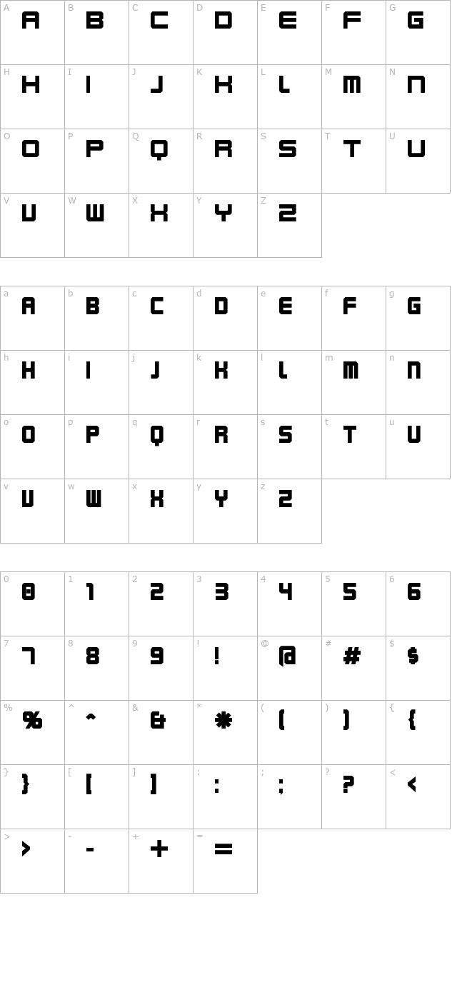 karnivore-bold character map