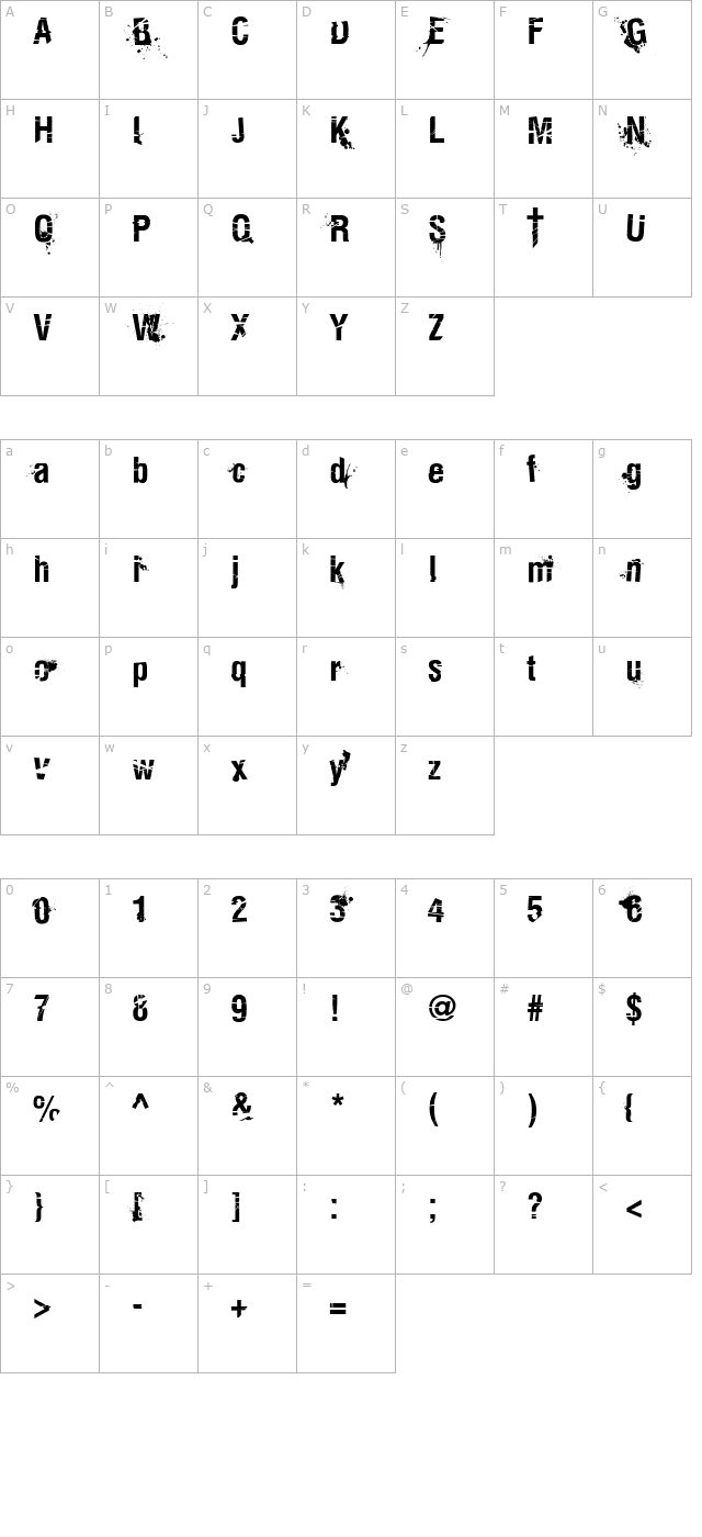 Keetano Katana KillBill Bold character map