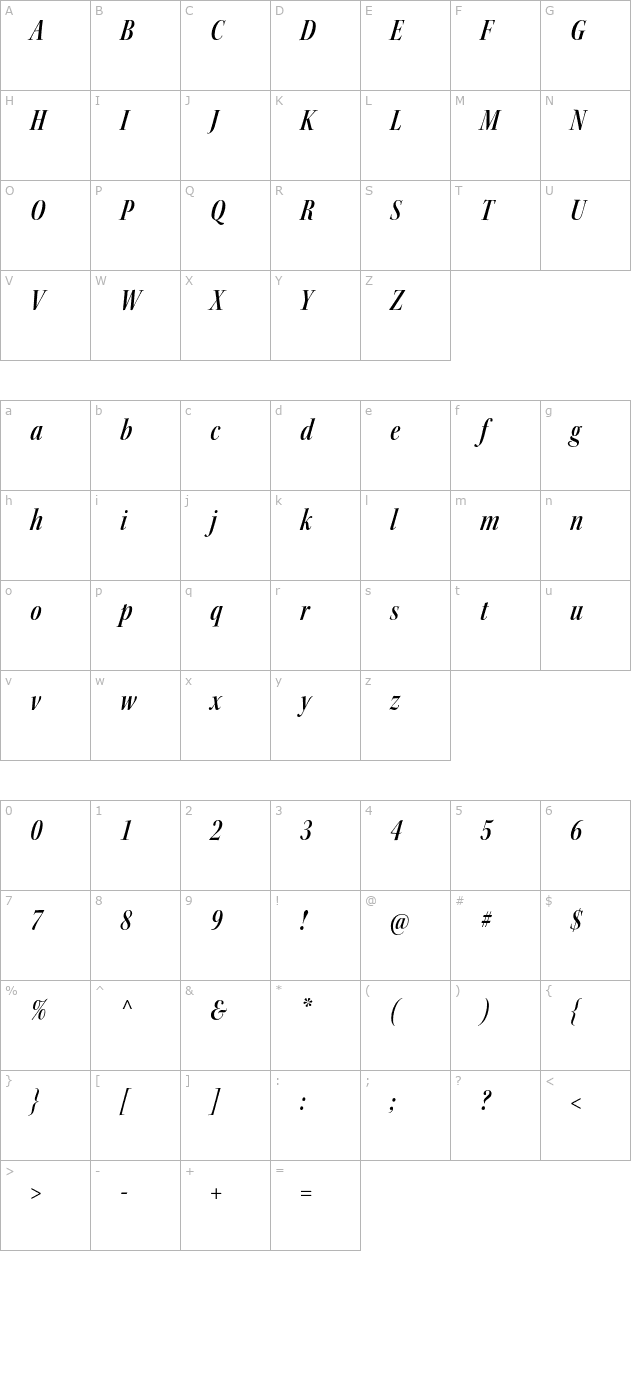 keplerstd-semiboldcnitdisp character map