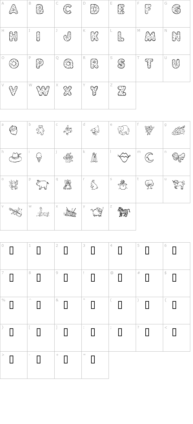 kg-abcs-dingbats character map