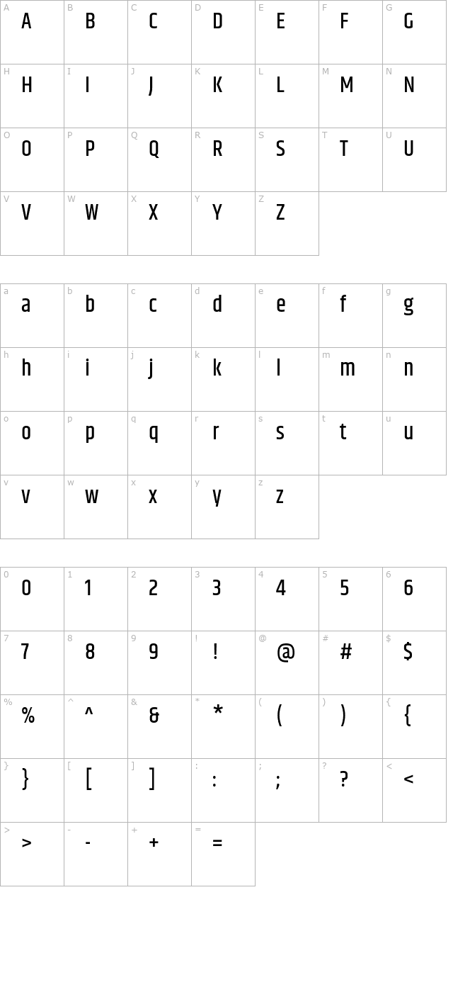 khand-medium character map