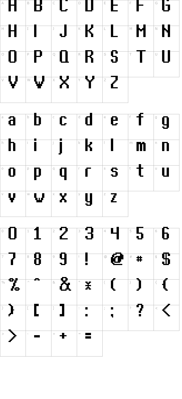 Kharon4a Bold character map