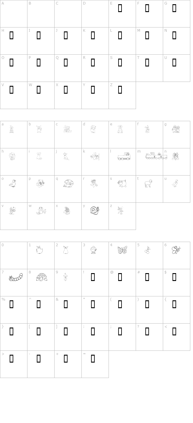 kiddy-ding character map