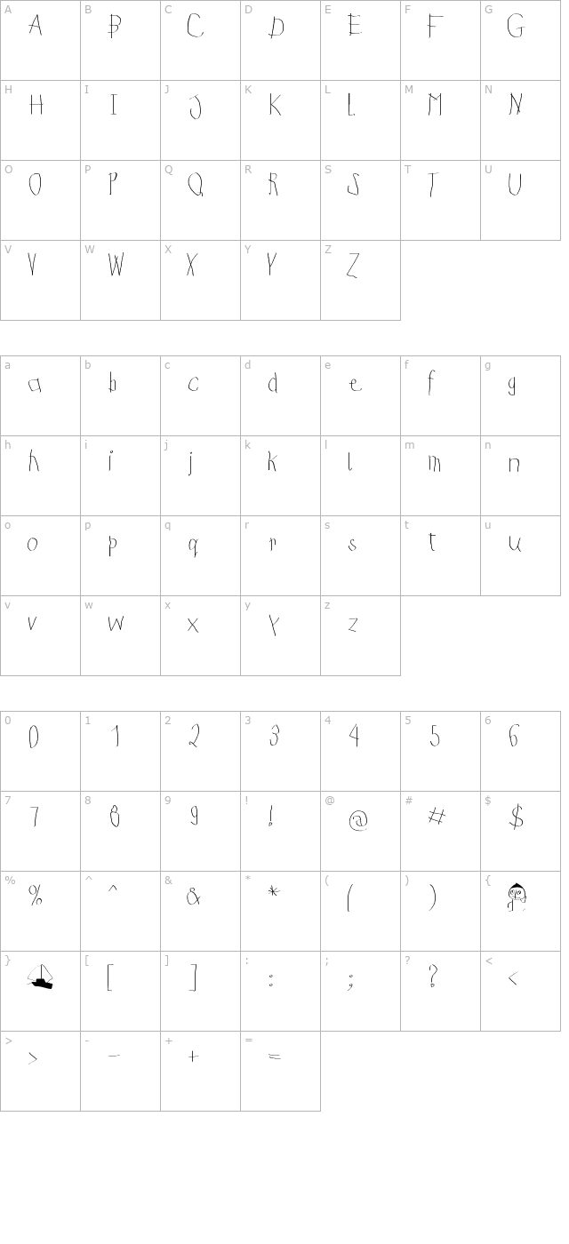 Kids First Print Font character map