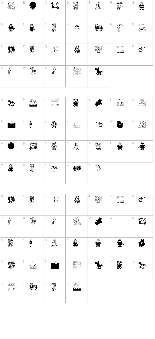 Kids Stuff character map