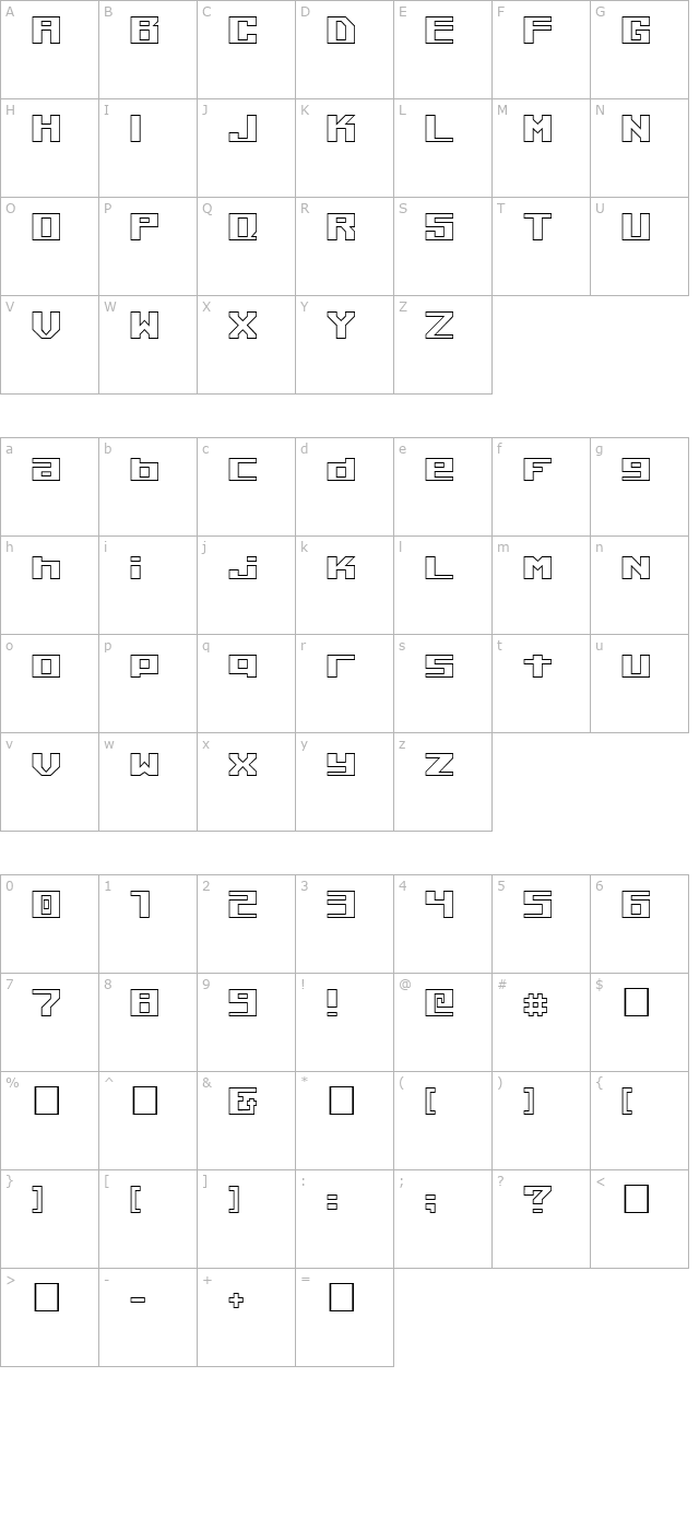 kiloton-outline character map