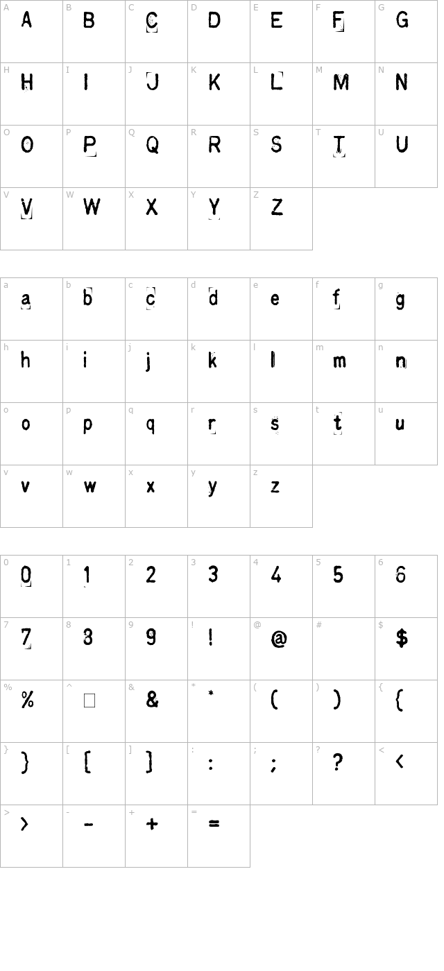 Kingthings Printingkit character map