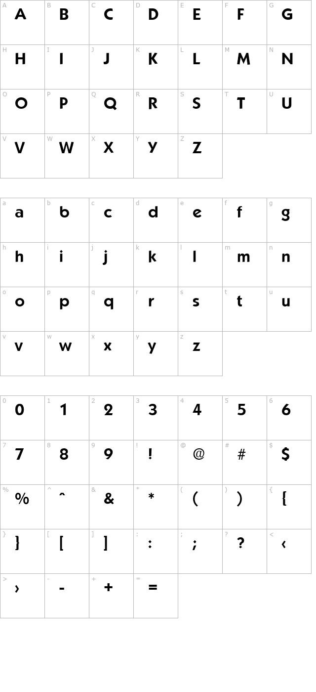 koblenz-demibold character map