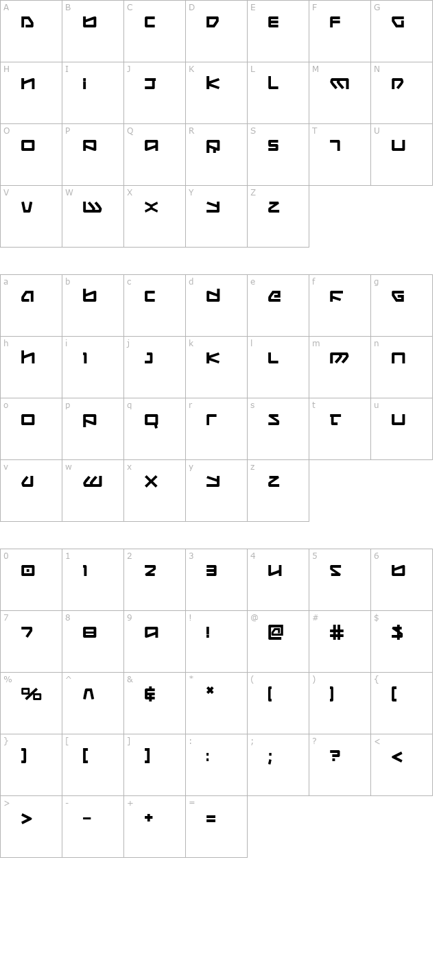 Kobold Bold character map