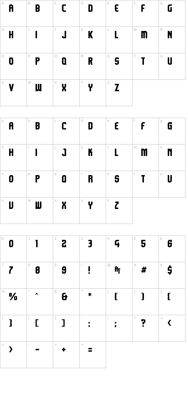 Komikazoom character map