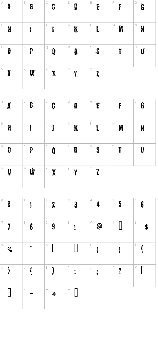 Kopanyica Strasse character map