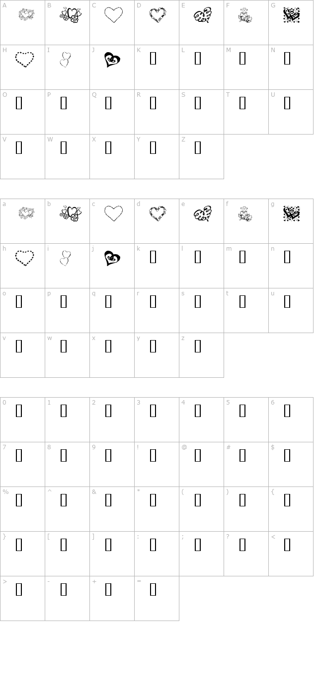 KR All About The Heart character map