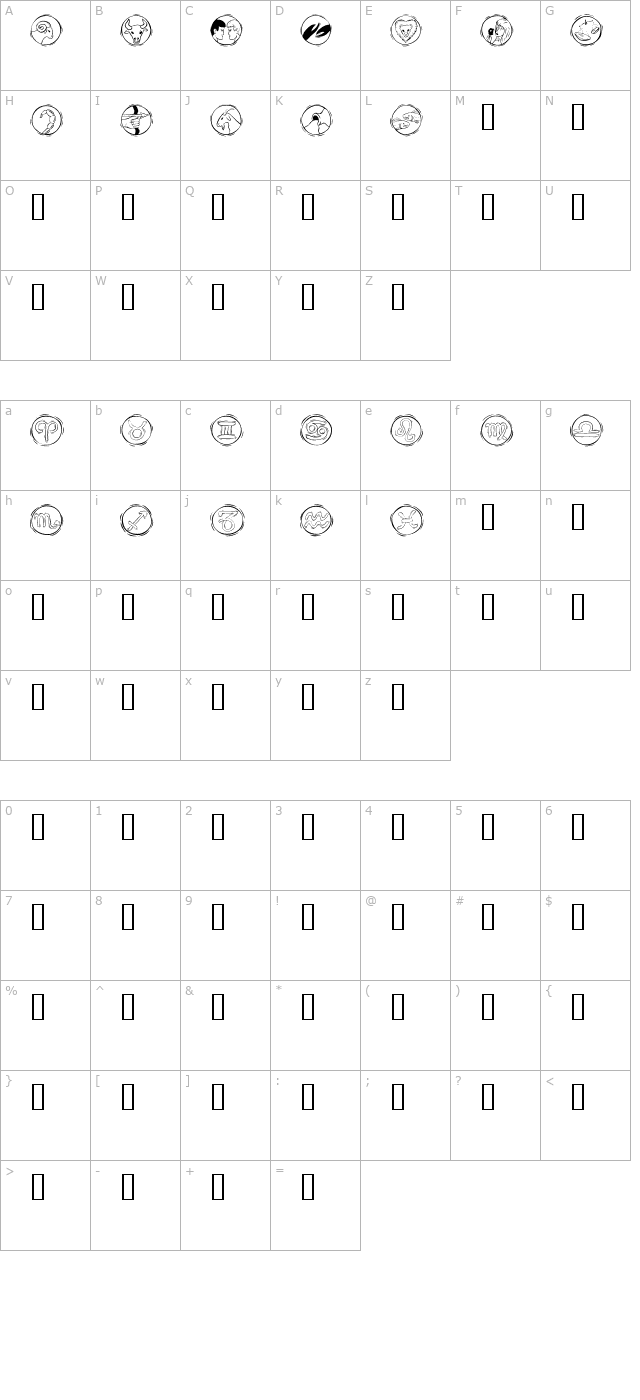 KR Astro 2 character map