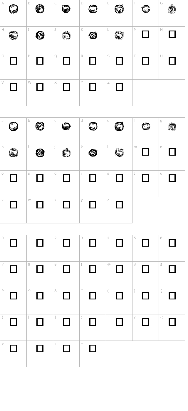 KR Chinese Zodiac character map