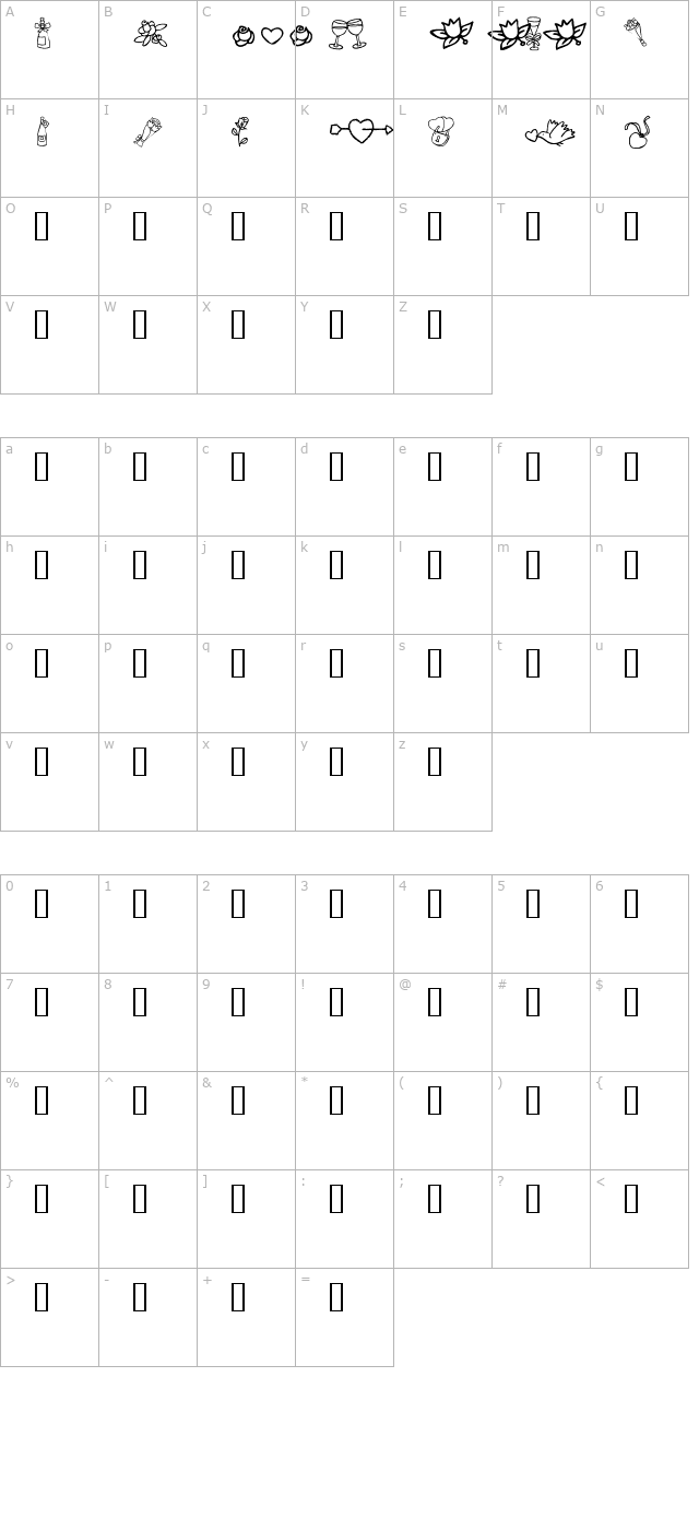 KR Cuori Divertenti 1 character map