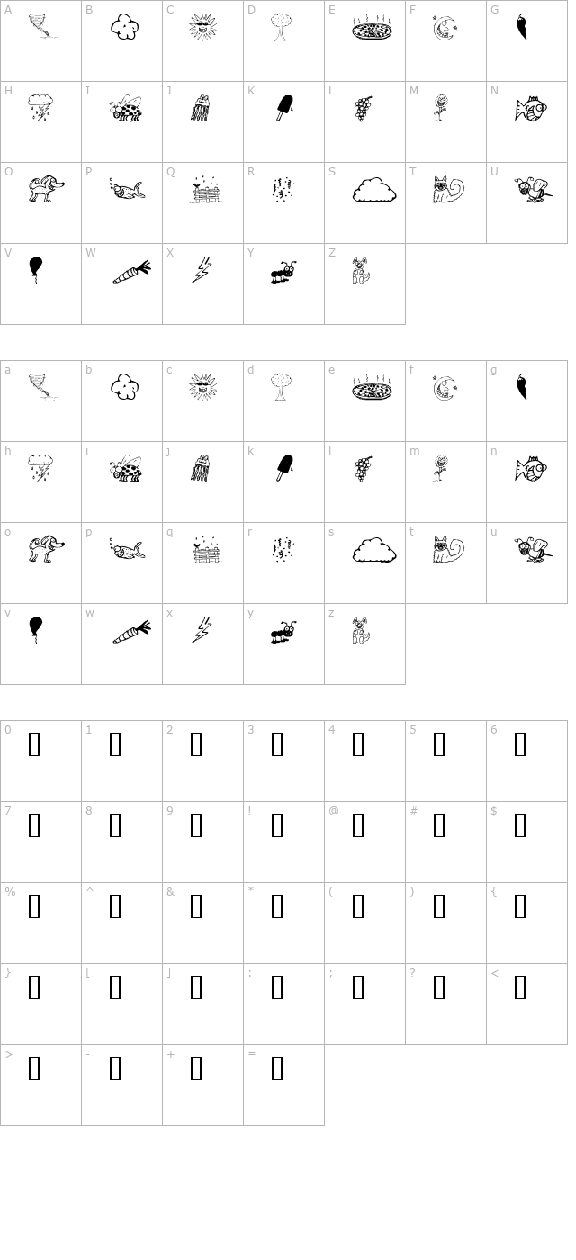 KR Silly Art Dings character map