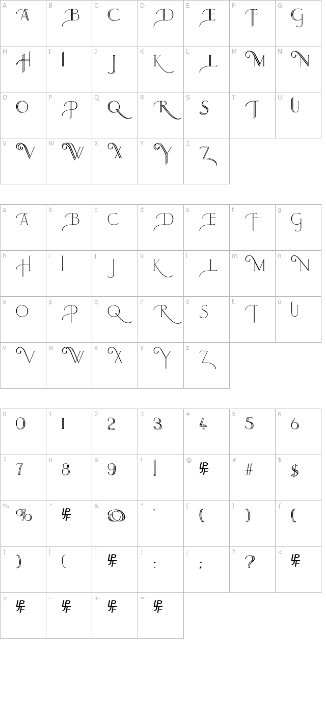 larkin-capitals-otf character map