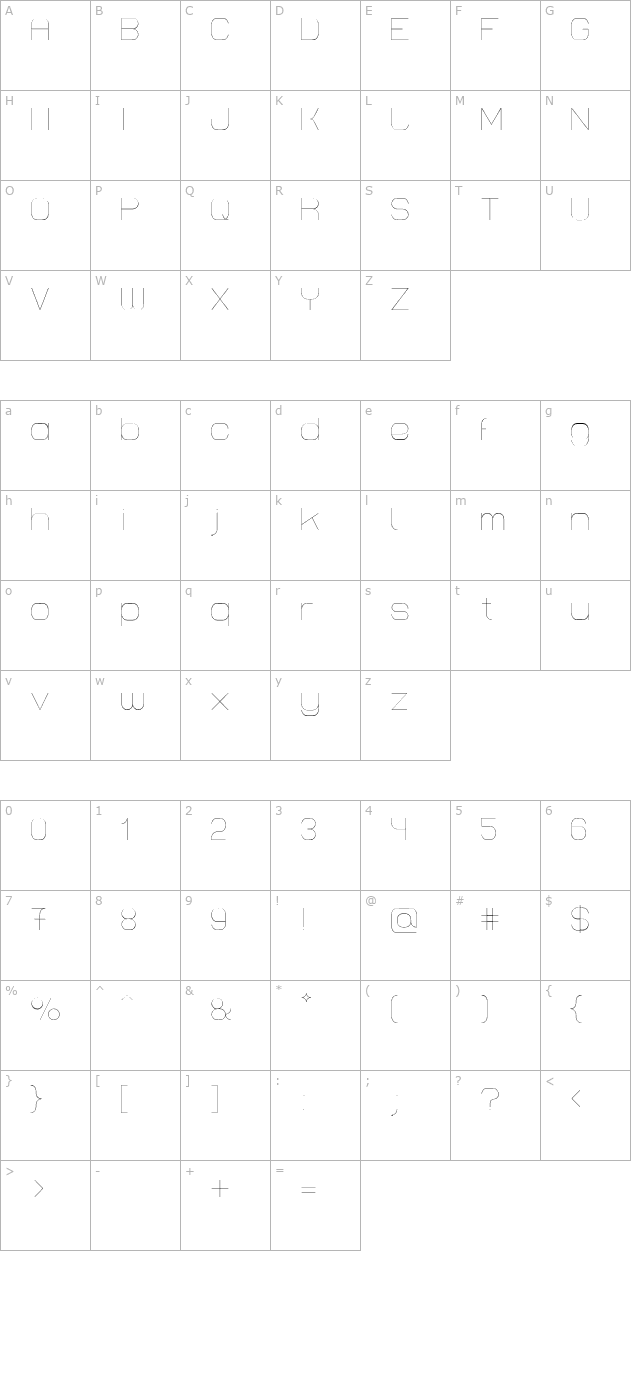 lastwaerk-thin character map