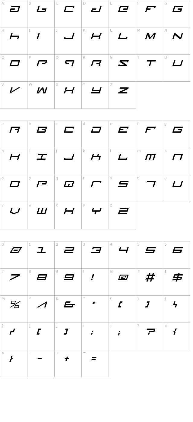 legion-italic character map