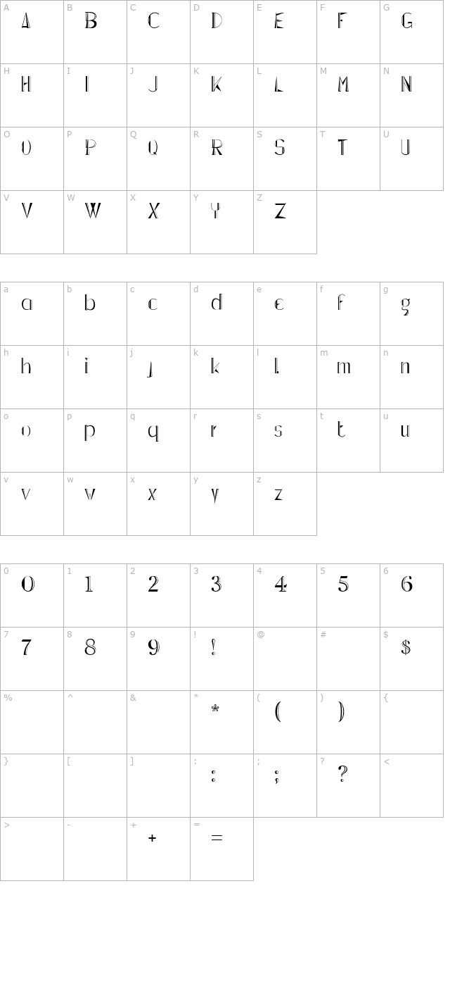 Lepinado Line character map