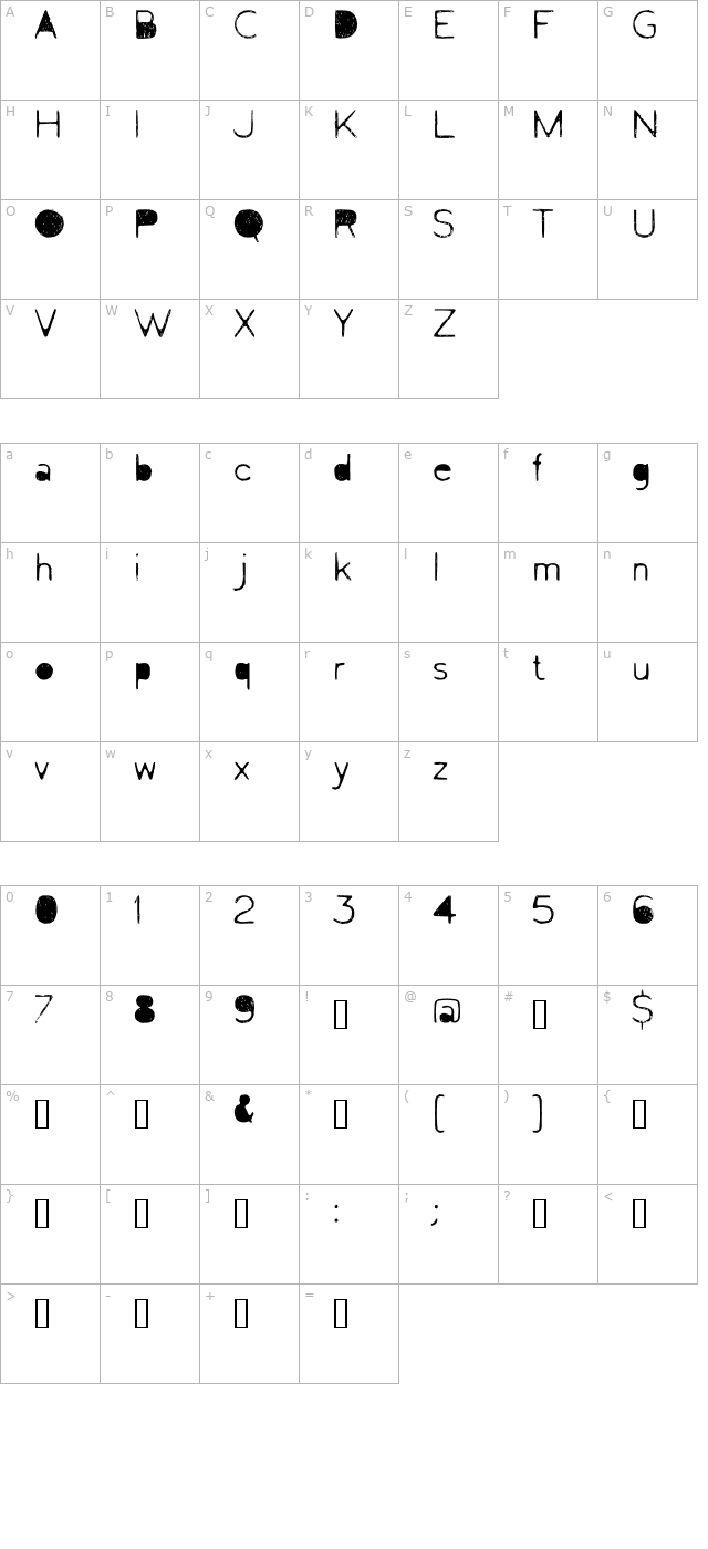 Letrograda character map