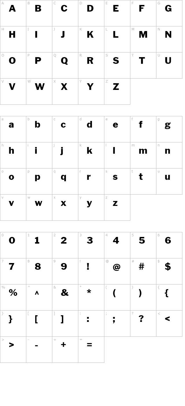 Libre Franklin ExtraBold character map