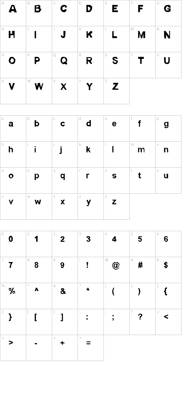 Lickspittle character map