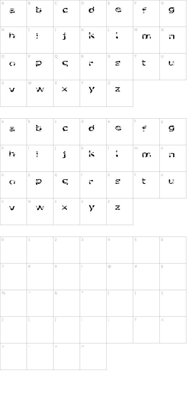 Like fonts in the rain character map