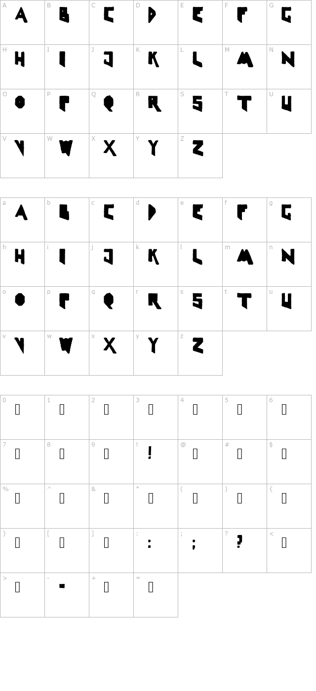 LineLineShapeDirty character map