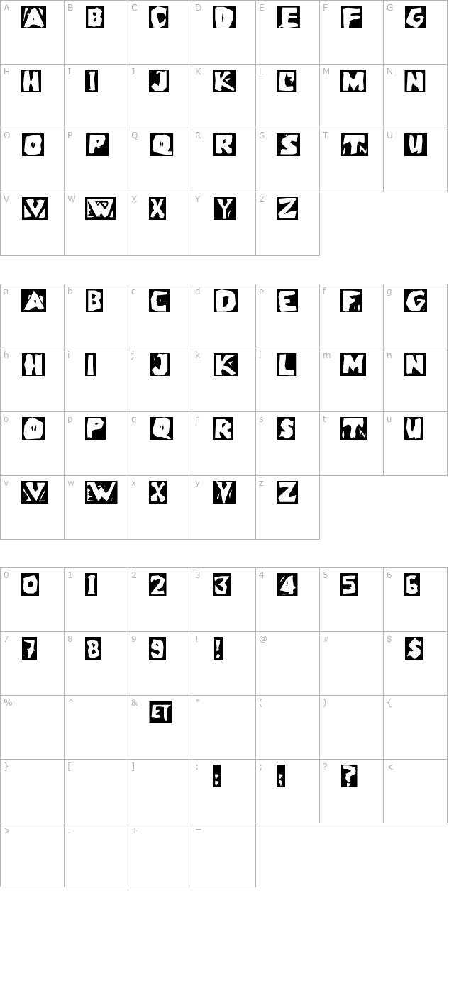 linoleuminvers character map