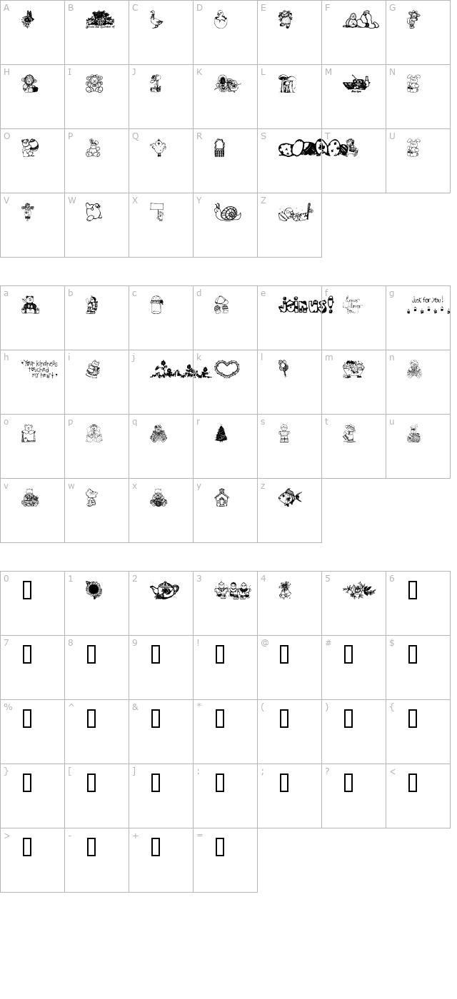 Little Cuties character map