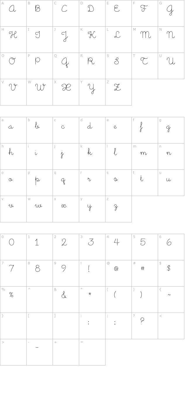 Little Days Alt character map