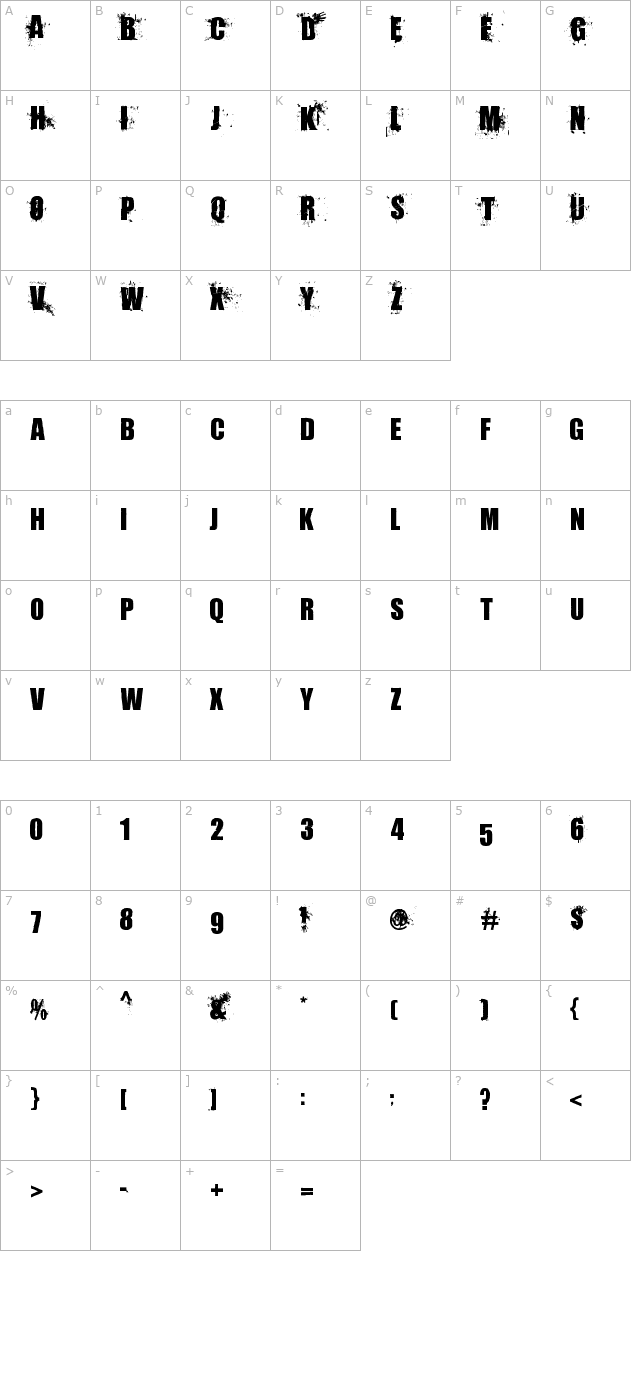 Living Hell character map