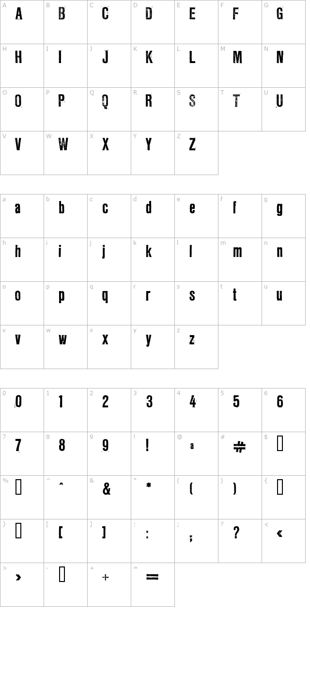 ll-rubber-grotesque character map