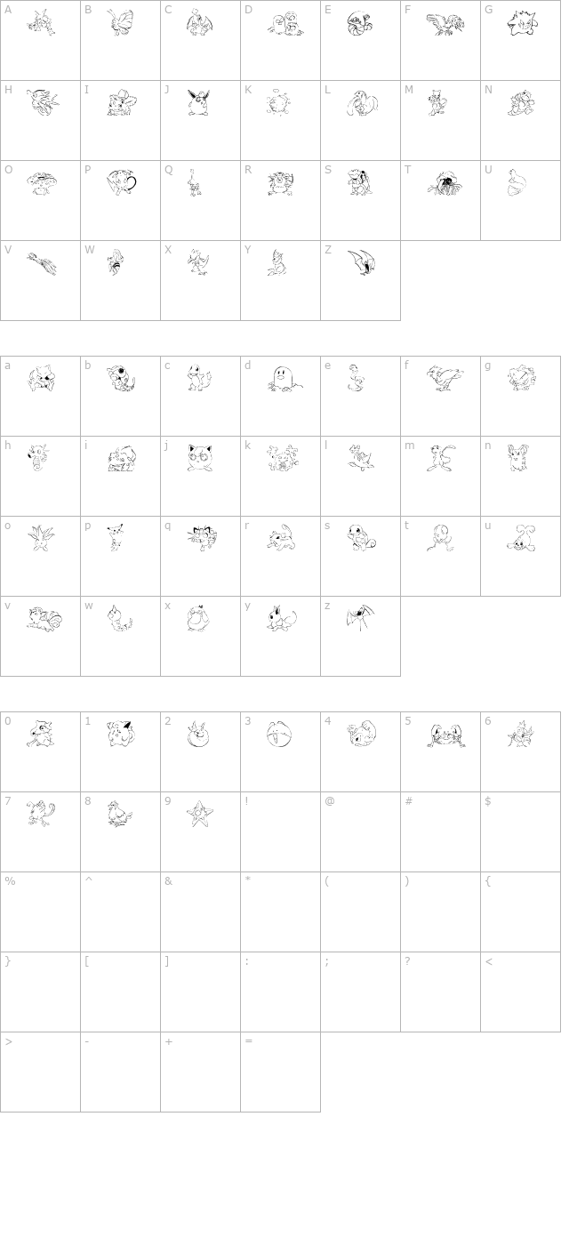 LMS Pokemon Master DingBat character map