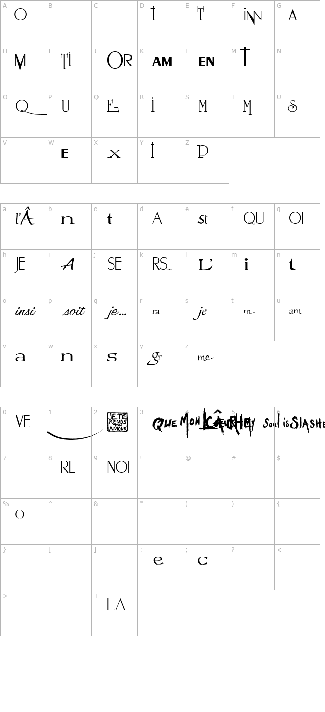 logosmyl-nefarmerregular character map