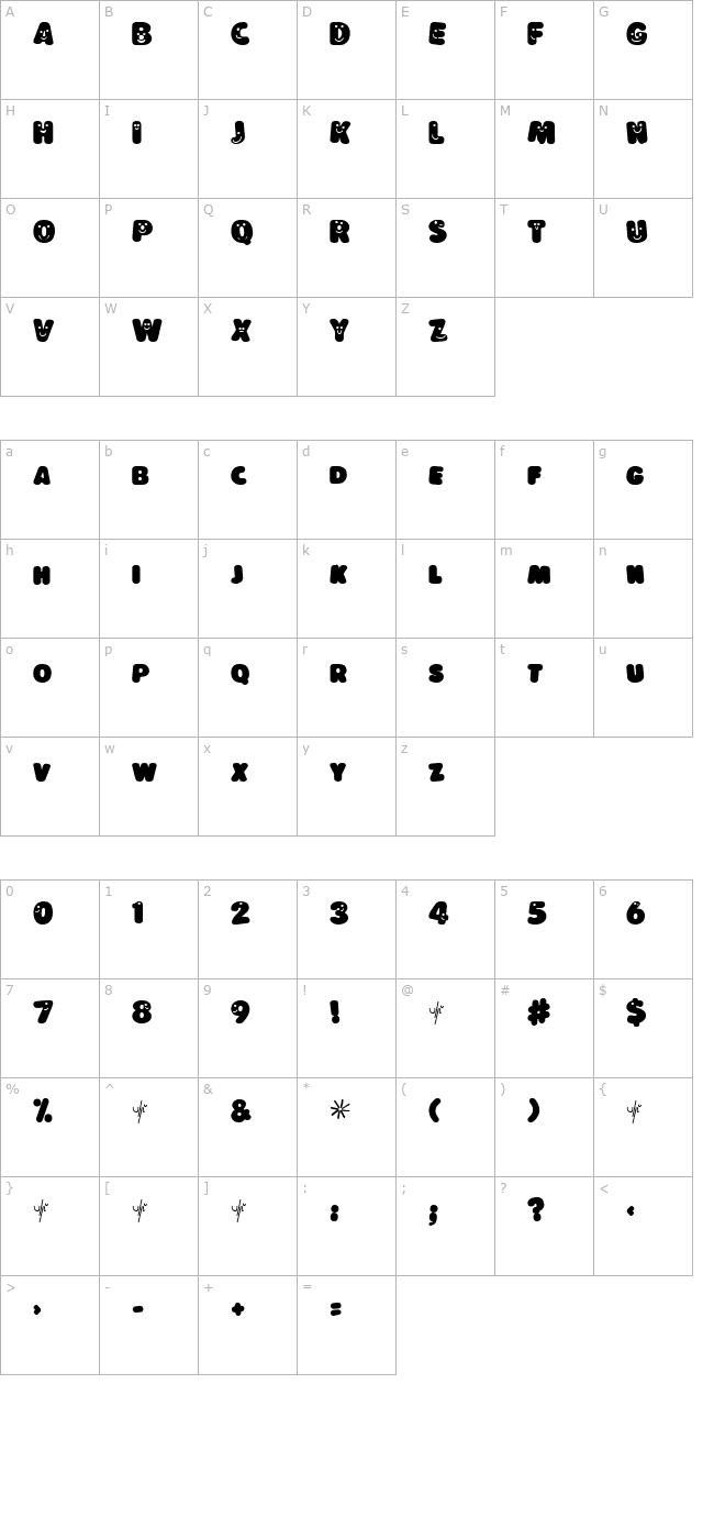 lokinderschrift-dunkel character map