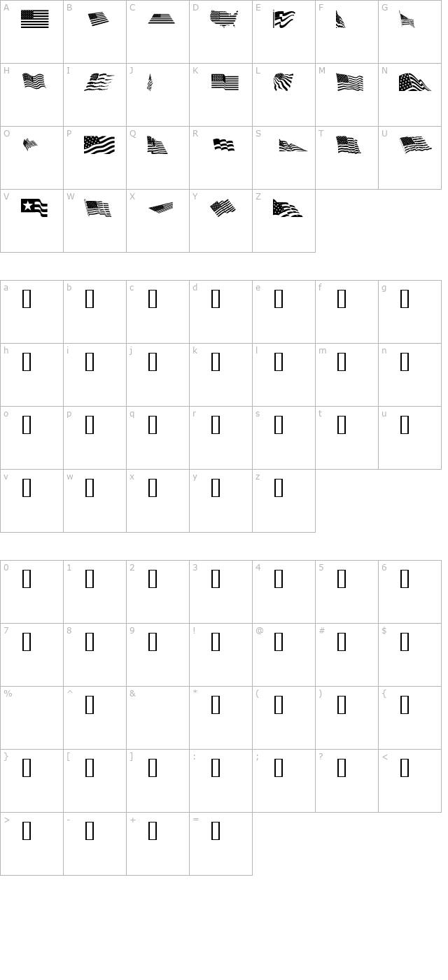 Look for America character map