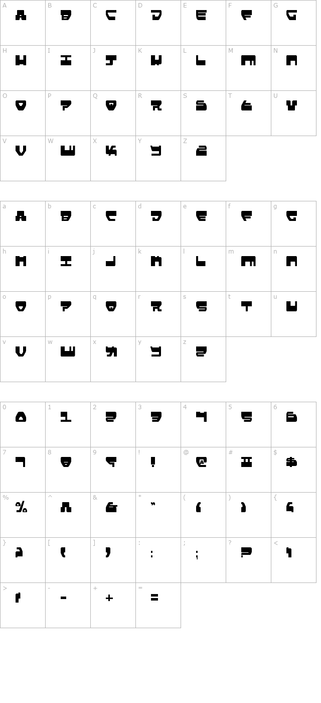 Loveladies Condensed character map