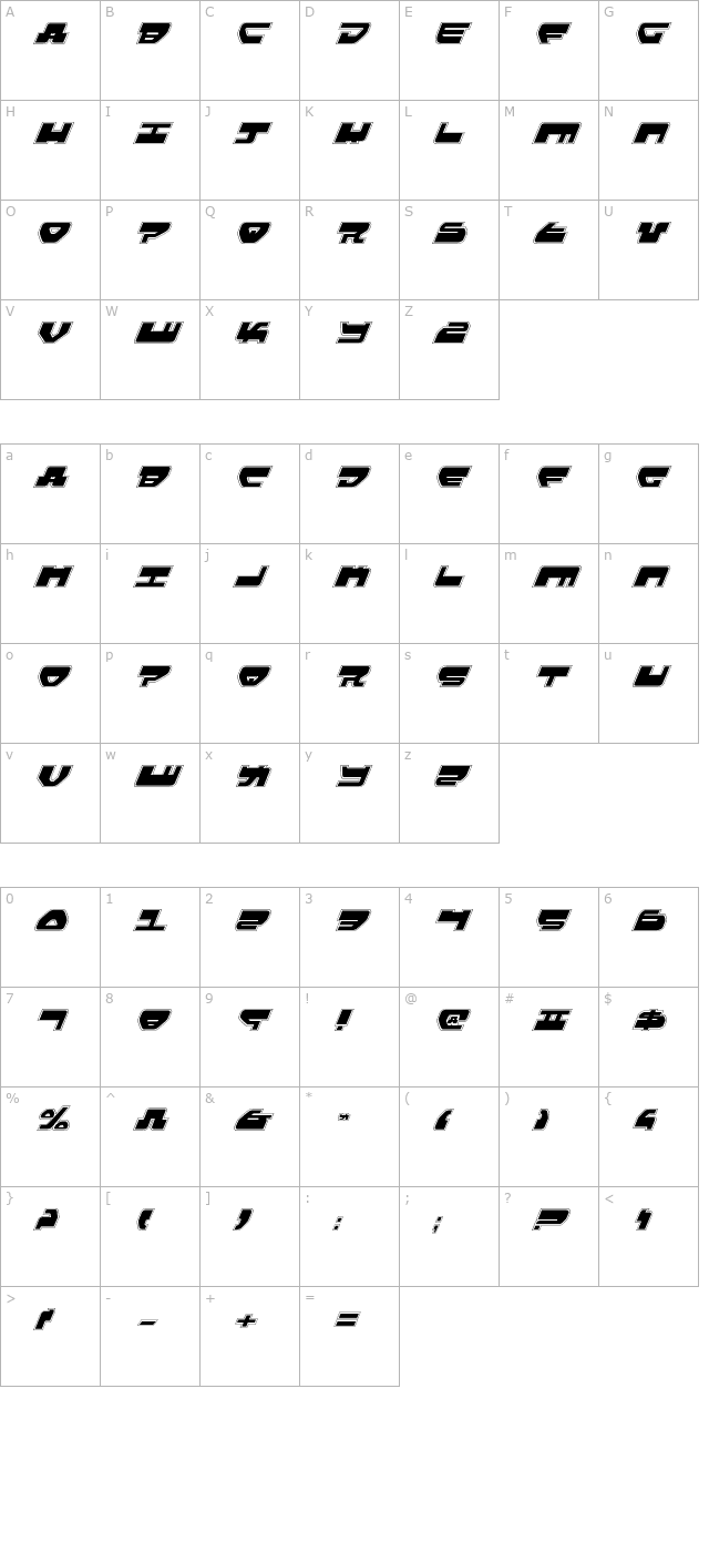 loveladies-pro-italic character map