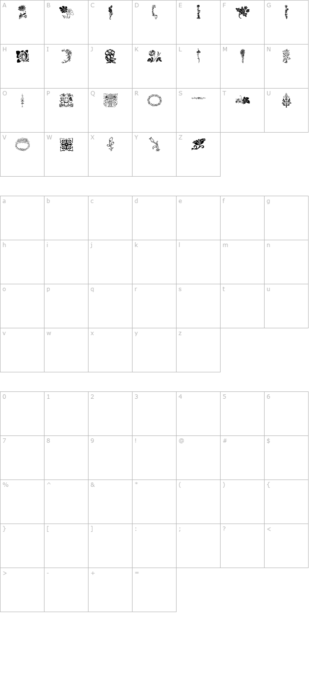 LP Flowers 1 character map