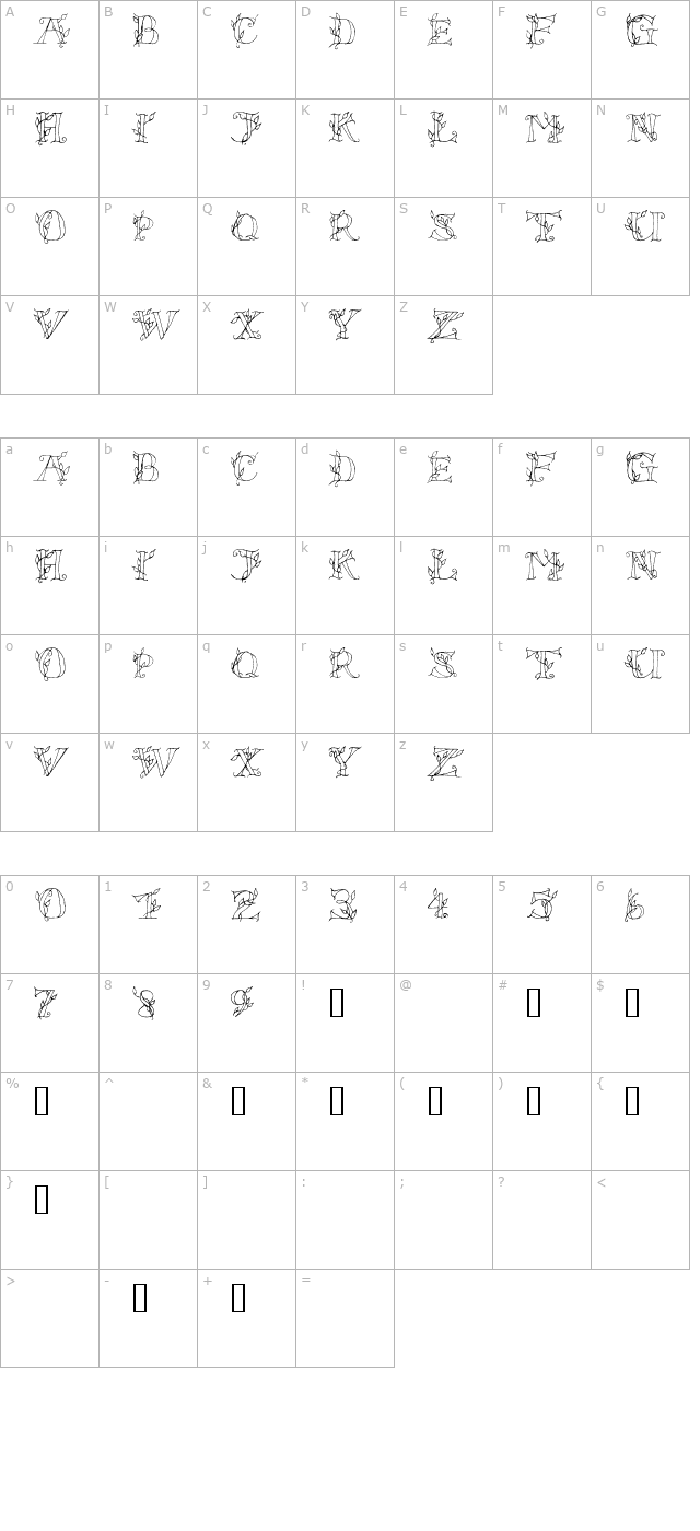 LS Leaves character map