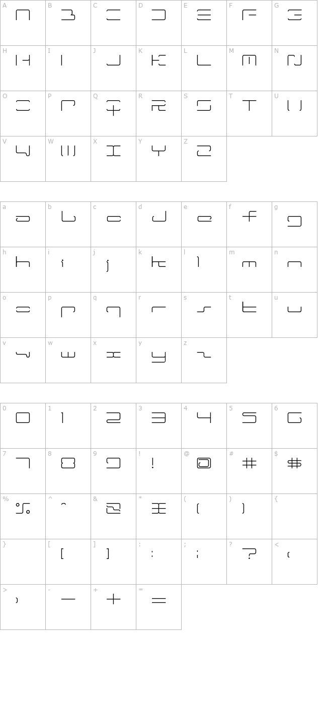 LTR-04: Wireflame character map