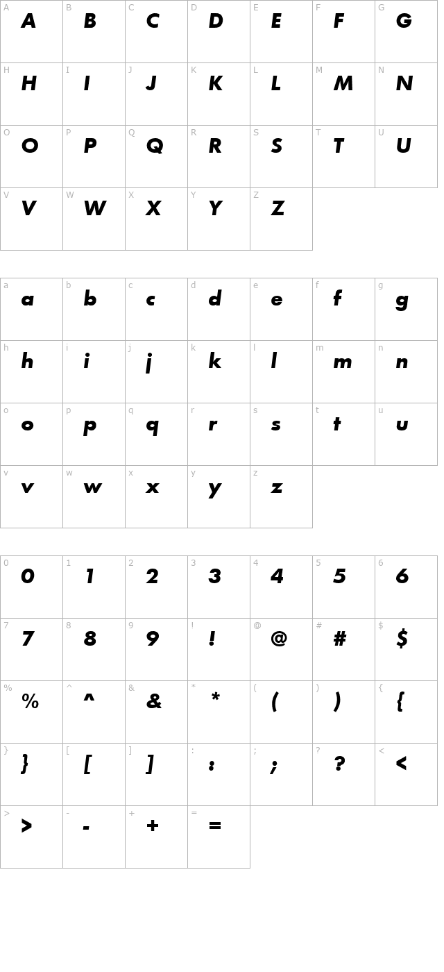 ma-ana-bold-italic character map