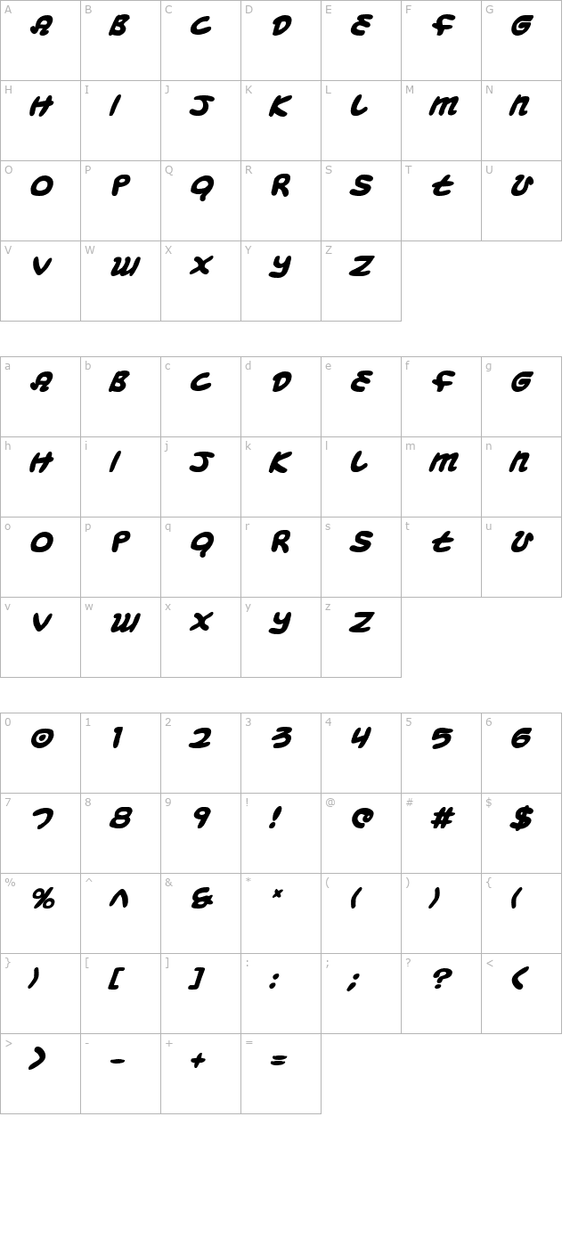 magic-beans-bold-italic character map