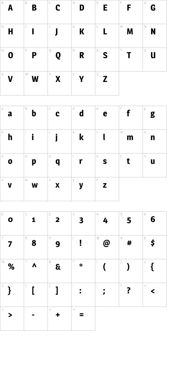 magra-bold character map